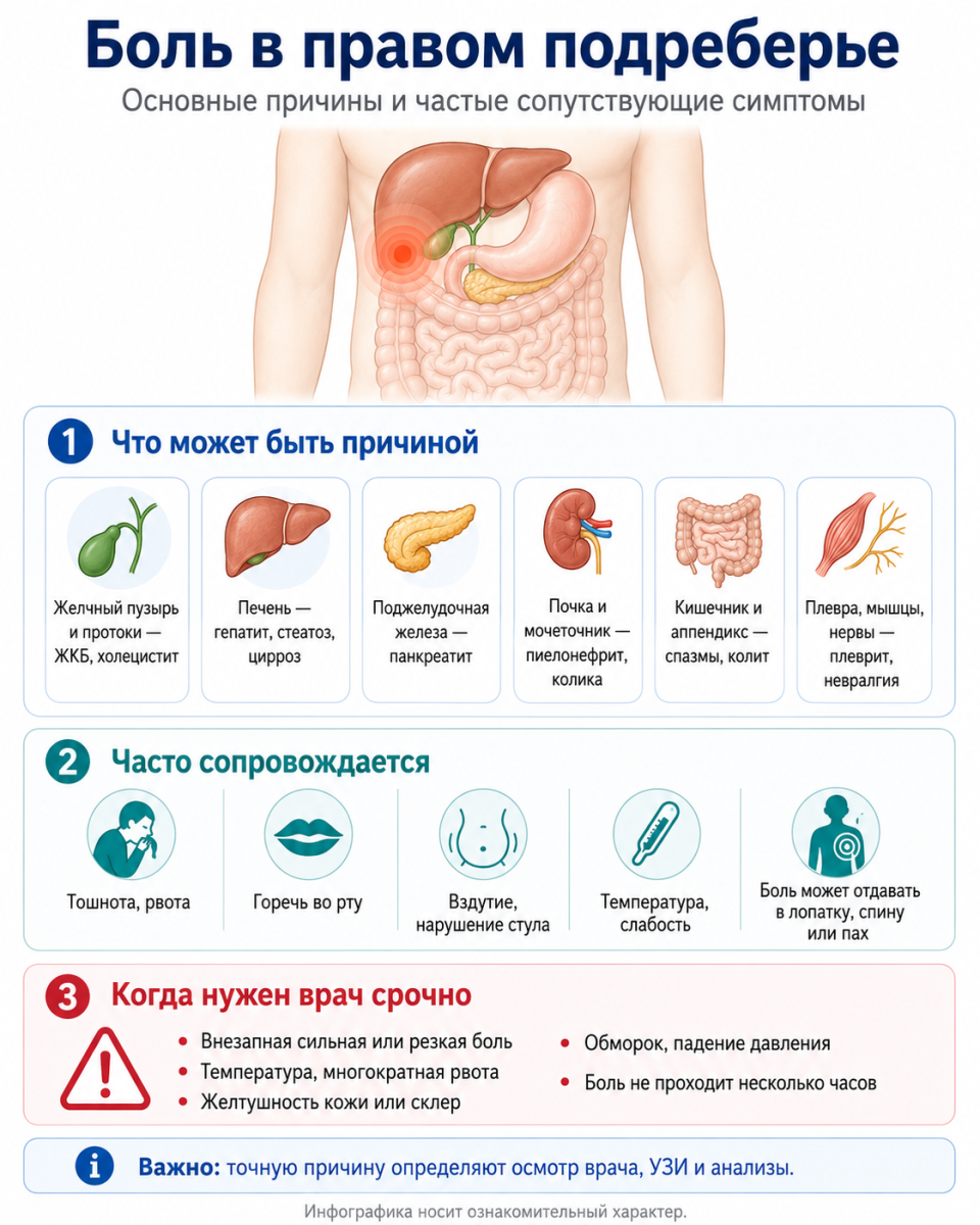 боль в правом подреберье